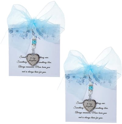 Dailygoods- Bruidscadeau Set van 2 - Iets Blauw Charm - Boeketbedels - Wenskaart - Aandenken - Symboliek van Liefdesgeluk - Bruidsbedel