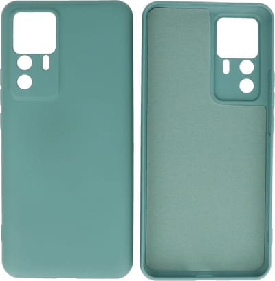 Hoesje Geschikt voor Xiaomi 12T / 12T Pro Hoesje - 2.0mm Dikke Fashion Telefoonhoesje Backcover - Siliconen Hoesje - Donker Groen