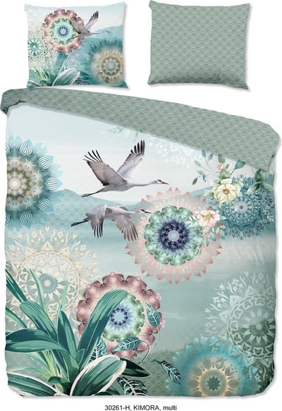 HIP dekbedovertrek mandalas en vogels - 1 persoons 140x200/220 cm - Multi - 100% Katoen satijn