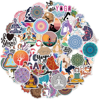Yoga stickers voor volwassenen - 50 Stickers met tekst, yoga poses, spiritualiteit - voor waterfles, yogaruimte, muur etc.