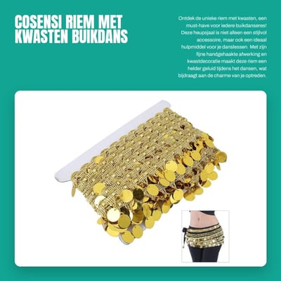 Dailygoods- Heupsjaal met kwasten - Buikdansriem - Handgehaakt - Kunststof/draad - 10 m - Charmant geluid tijdens dansen