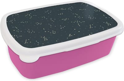 Broodtrommel Roze - Lunchbox - Brooddoos - Sterren - Hemel - Patroon - 18x12x6 cm - Kinderen - Meisje