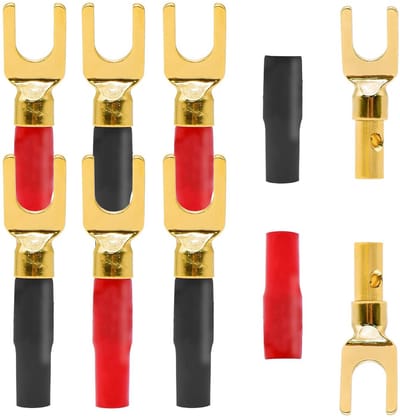 Y Plug Speaker Connectoren - Banaan Pluggen - Audio Installatie - Dubbele Schroefbevestiging - 8 Stuks - Goudkleurig