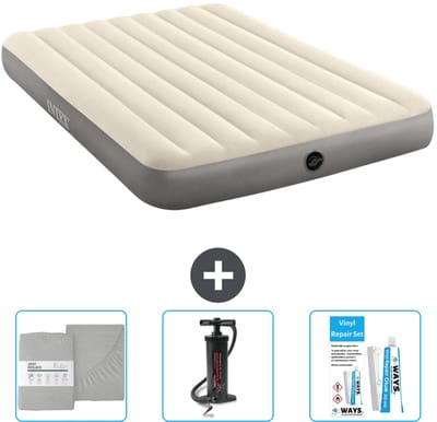 Intex Luchtbed - 2-Persoons - 152 x 203 x 25 cm - Beige - Inclusief Hoeslaken - Pomp en Reparatieset