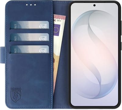 Rosso Element Geschikt voor Samsung Galaxy S26 Plus | Wallet Book Case | Portemonnee Hoesje | 3 Pasjes | Magneetsluiting | Stand Functie | Blauw