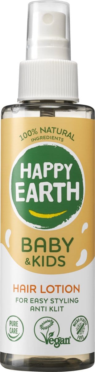 Happy Earth Haarlotion Baby & Kids - 100% Natuurlijke Ingrediënten - Anti-Klit Spray - Klitten en Pluis Verminderen - Ook Geschikt voor Krullend Haar - 150mL