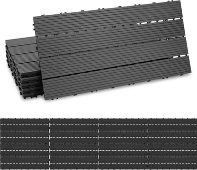 WPC Terrastegels Antraciet – Hout-Kunststof Composiet Vlondertegels met Kliksysteem (6 stuks / 1m²)