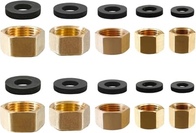 Waterdichte Messing Kap Seal Caps met Rubber Seals voor Slangen en Verwarmingsleidingen - 10 Stuks van 1/8 tot 1 Inch