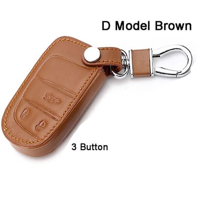 Leren Autotoetsenhouder Cover Hoes Voor Jeep Renegade 2014 Grand Cherokee Chrysler 300C Voor Fiat Freemont Auto Accessoires brown