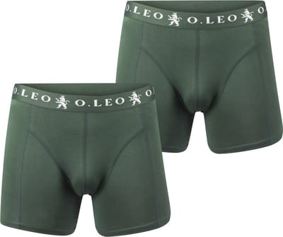 O.Leo - Boxershort heren - Groen - 2 stuks - Maat S - Stevig katoen & Comfortabele naden - Onderbroeken heren