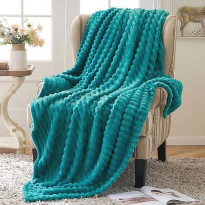 Zachte en Warme Fleece Plaid - Pluizige Deken voor Bank en Bed, 150 x 200 cm - Blauwgroen