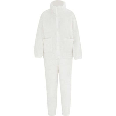 Miso Dames Sherpa Fleece Loungewear Set (Wit)