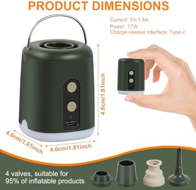 Draagbare Elektrische Luchtmatraspomp voor Camping - Oplaadbare 1600 mAh