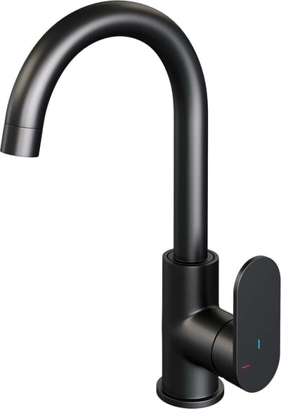 Brauer Black edition wastafelkraan opbouw draaibare uitloop met type R1 greep ColdStart mat zwart