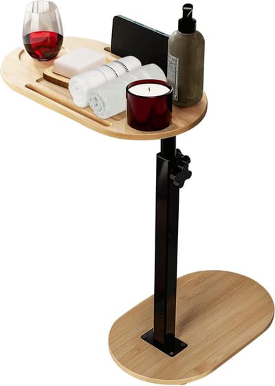 Bijzettafel Bamboe - Nachtkastje Verstelbaar - Multifunctioneel Gebruik - In Hoogte Verstelbaar - 43 x 22 x 82 cm - Bruin