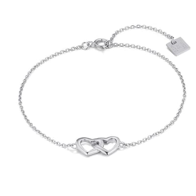 Twice As Nice Armband in zilver, dubbel open hart 16cm+3cm