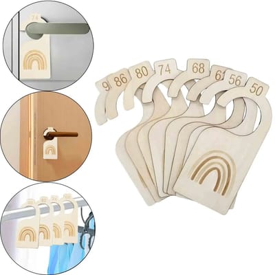 WiseGoods Premium Houten Kastverdeler - Baby Kleerhangers - Maat 50 T/M 98 - Regenboog Design - Kast Organizer Babykleertjes