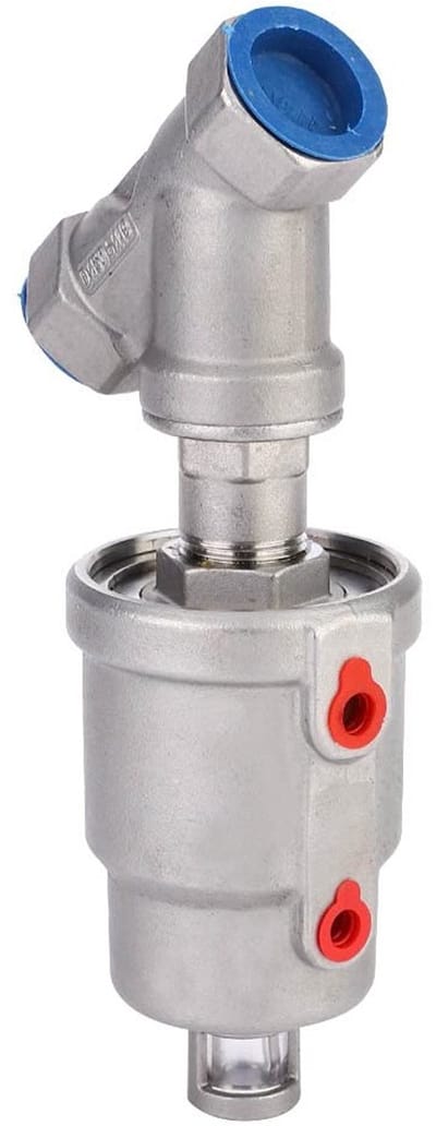Pneumatische Stoomklep van RVS, 3/4 Inch Flens, Enkelwerkend Normaal Gesloten, Luchtbediende Klep met Hoekzitting en Binnen draad, Visueel Controleerbaar