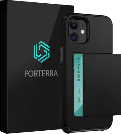 Hoesje Geschikt voor iPhone 11 Pashouder Hard Case Hoes - Hoes Geschikt voor iPhone 11 Hoesje Back Cover Met Pasjeshouder - Zwart