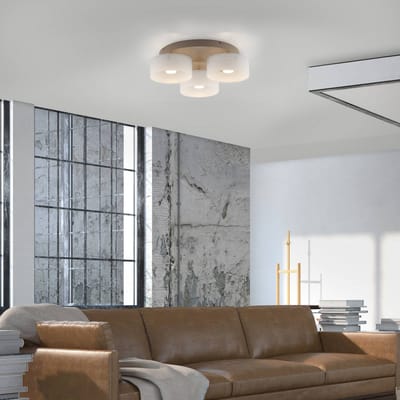 Paul Neuhaus LED plafondlamp MARIKA beige/wit 40 cm 3-lamps glas Switchdim