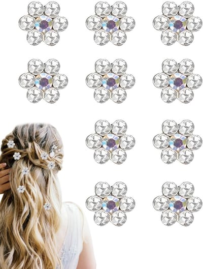 Dailygoods- Haarspelden 10-delig - Pruimenbloesem - Decoratieve Haaraccessoires - Strass-steentjes - Duurzaam Acryl - Veilige Grip - Haarsieraden
