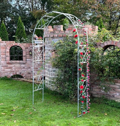 DanDiBo Rosenboog verzinkt massief 120 cm boog 96521 Weerbestendig ronde boog volledig stille klimhulp tuinboog thermisch verzinkt