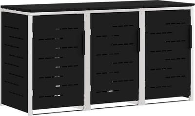 vidaXL - Containerombouw - for - 3 - Bins - 240L - Roestvrij - staal - Zwart