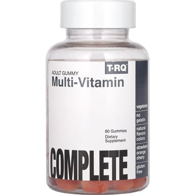 T-RQ, gummy jelly voor volwassenen, multivitamine, compleet, aardbei sinaasappel kers, 60 gummies