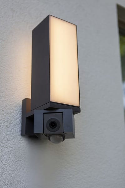 LUTEC Connect CUBA - Smart Security Wandlamp voor buiten - Camera - PIR Bewegingssensor - LED - Aluminium - 1000 Lumen - 17.3W - Kleurtemperatuur te kiezen - Donkergrijs