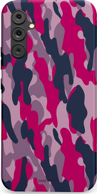 Casetastic hoesje geschikt voor Samsung Galaxy A34 (2023) 5G - Dubbellaagse bescherming - Urban Pink Camo - Fashion Case - Lila Roze Donkergrijs Grijs