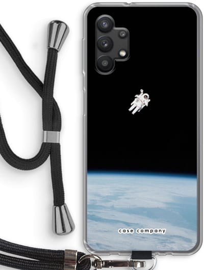 Case Company® - Hoesje met koord geschikt voor Samsung Galaxy A32 5G hoesje met Koord - Alone in Space - Telefoonhoesje met Zwart Koord - Bescherming aan alle Kanten en Over de Schermrand