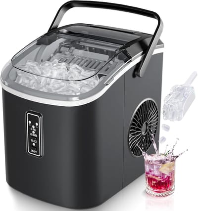 Compacte ijsblokjesmachine voor Thuis - 9 IJsblokjes in 6 Minuten - Zelfreinigend & Draagbaar - Geschikt voor Keuken en Kantoor