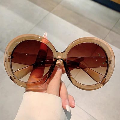 Extra Grote Ronde Goggles Jelly Kleur Dames voor Heren Zon Roze Zonnebril Bril UV Bescherming 400 Vintage Punk Gradiënt Populaire Bril