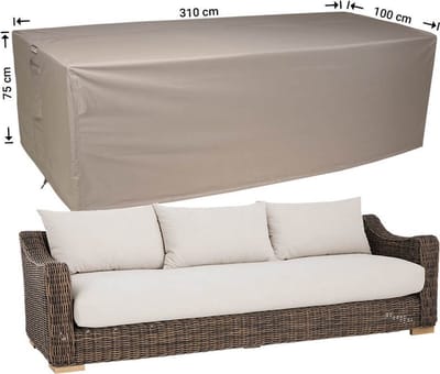 Raffles Covers Loungebank hoes - 310 x 100 H: 75 cm - RLB310straight - Waterdicht - Ademend - UV-bestendig - Elastisch rijgkoord - Beschermhoes tuinmeubelen