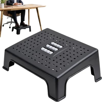 Voetsteun - Krukje - Comfortabel Zitten - Antislip Massagekussen - 36 x 29 x 14 cm - Grijs