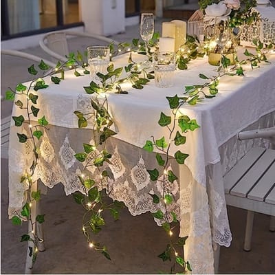 Nivard Klimop Slinger - Met Led Lichtjes - Met Lichtjes - Klimop Kunstplant - Plant Slinger - Hangplant Kunstplanten - Fairy Lights - Bedroom - Nep Klimop - Wit