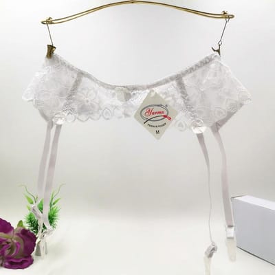 M L Xl Grote Maten Lingerie Dames Sexy Kant Transparante Jarretelgordel Achtersluiting Verstelbare Jarretelgordel Voor Kousen M gray