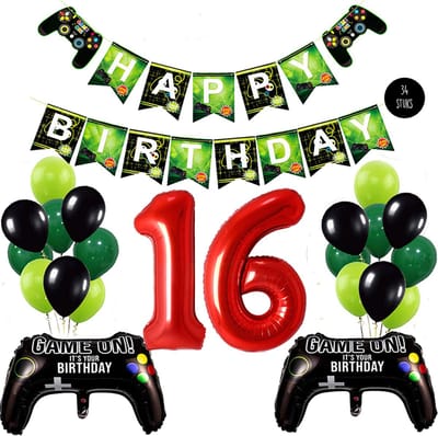 Snoes Mega Game Gamers Helium Verjaardags Ballonnen Feestdecoratie Red Cijfer Ballon nr 16