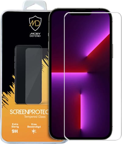 MobyDefend Screenprotector - Geschikt voor iPhone 13 Pro Max - Case-Friendly Screensaver - Gehard Glas