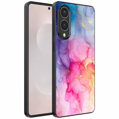 Geschikt voor Samsung Galaxy S25 Edge Telefoonhoesje met marmeropdruk - TPU backcover case marble design - Regenboog - Smartphonica geschikt voor Samsung Galaxy S25 Edge