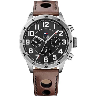 Tommy Hilfiger 1791049 Trent Multifunctioneel Bruin Leer Herenhorloge 46mm bruin