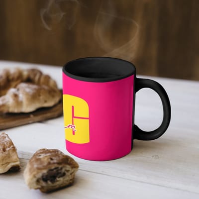 Magische Mok - Foto op Warmte Mokken - Koffiemok - Dream big - Roze - Geel - Minimalistisch - Magic Mok - Beker - 350 ML - Theemok