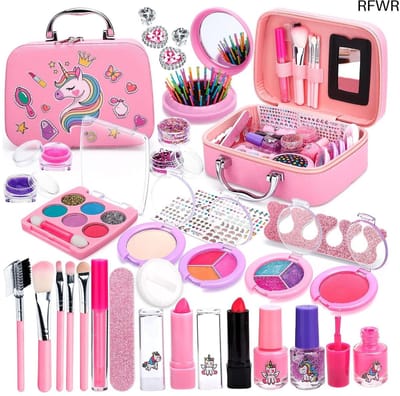 RFWR® Kinderschminkset voor Kinderen - Wasbare Make-up voor Meisjes, Rollenspel & Cadeau voor 4-9 Jaar | 30 Stuks