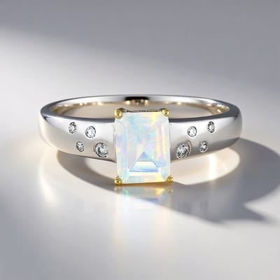 Cavill - Elegante Zilveren Ring 925 Sterling met 0,819 Ct Achthoekige Welo Opaal & 0,133 Ct Cambodjaanse Zirkonia - Sieraden voor Dames