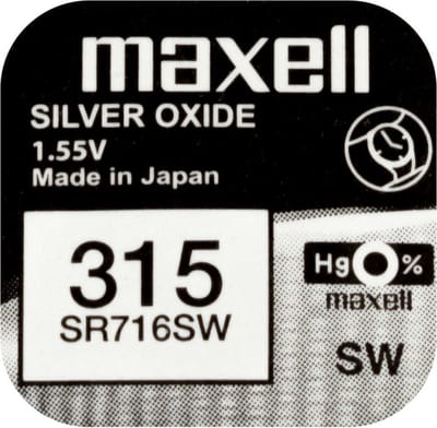 MAXELL 315 - SR716SW - Zilveroxide Knoopcel - horlogebatterij - 2 (twee) stuks