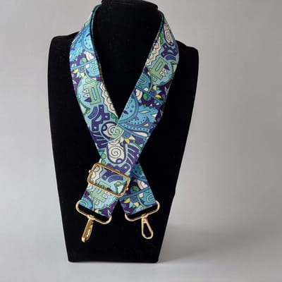 TASBAND/HENGSEL - bag strap - blauw - opvallend - messing - verstelbaar - persoonlijk - fantasie design