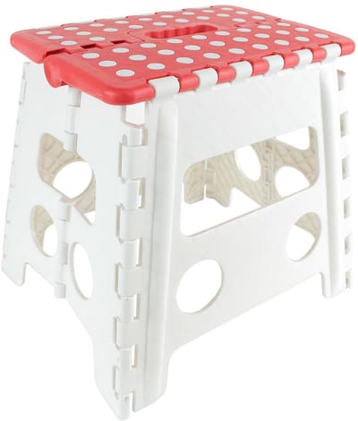 Home deco factory Opvouwbaar opstapje/opstapkrukje - wit - 32 x 36 cm - Huishoudkrukjes