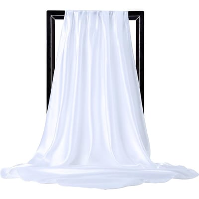 Hoge Kwaliteit 90*90cm Vierkante Zijden Sjaal Dames Effen Sjaals En Wraps Kantoordame Haar Nek Foulard India Moslim Hoofddoek Pareo One Size black