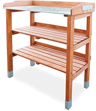 Planttafel van geolied hemlockspar met metalen haken – 76 x 37 x 92 cm