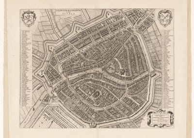 Poster Historische Oude Kaart Leiden 1652 - Stadsplattegrond - Large 50x70 - Vintage Plattegrond